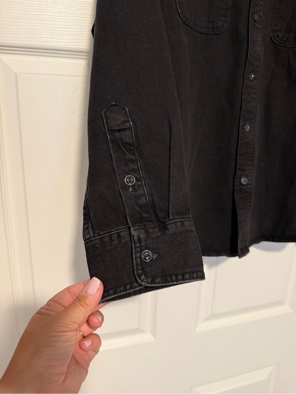Old Navy | Workwear Black Jean Utility Denim Shirt Jacket NWT L - Picture 6 of 8